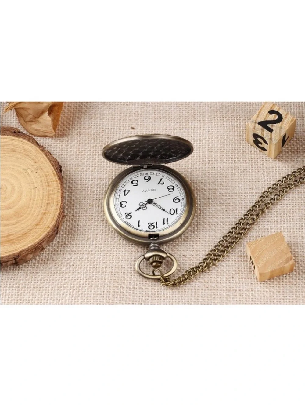 Mens Gold Analog Quartz Military Shape Pendant Necklace Round Case Pocket Watch